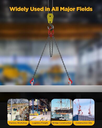 Heavy Duty Lifting Chains with Adjustable Hooks, 5/16 Inch x 10 Ft, Maximum Load 7000lbs, Dual Leg Chain Slings for Industrial Engine Hoist in Saudi Arabia