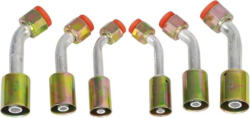 6PCS Air Conditioning #6#8#10 AC Fitting Set Female Oring Beadlock 90 Degree in Kuwait