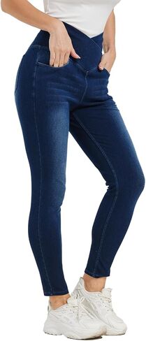 Women's High Waisted Jeggings Tummy Control Stretch Denim Pants, Soft Comfortable Fit, Skinny Leg Retro Casual Style in Kuwait