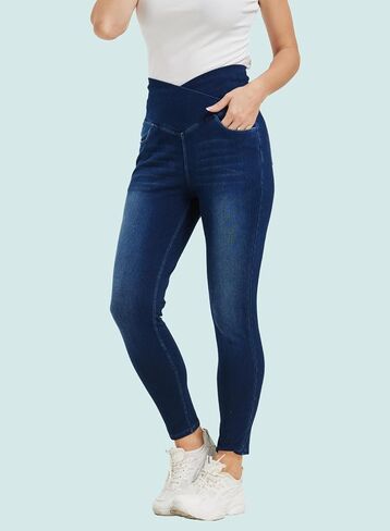 Women's High Waisted Jeggings Tummy Control Stretch Denim Pants, Soft Comfortable Fit, Skinny Leg Retro Casual Style in Kuwait