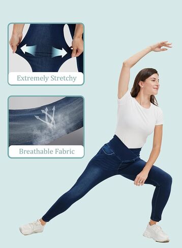 Women's High Waisted Jeggings Tummy Control Stretch Denim Pants, Soft Comfortable Fit, Skinny Leg Retro Casual Style in Kuwait