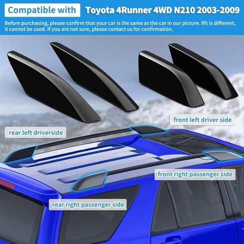 Roof Rack End Caps Fit for Toyota 4Runner 4WD N210 2003 2004 2005 2006 2007 2008 2009 Roof Rack Accessories Roof Rail End Cover Roof Luggage Rail Rack Protection Cover Shell Trim 4 Pcs Black in Saudi Arabia