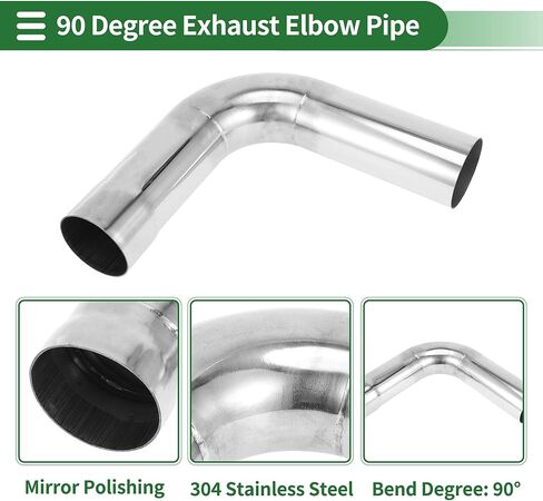 Motoforti 90 Degree Mandrel Exhaust Tube Car Exhaust Pipe Mandrel Bend DIY Custom Tubing Pipe 4.5" OD 7.87" Leg Length 304 Stainless Steel Silver Tone in Saudi Arabia