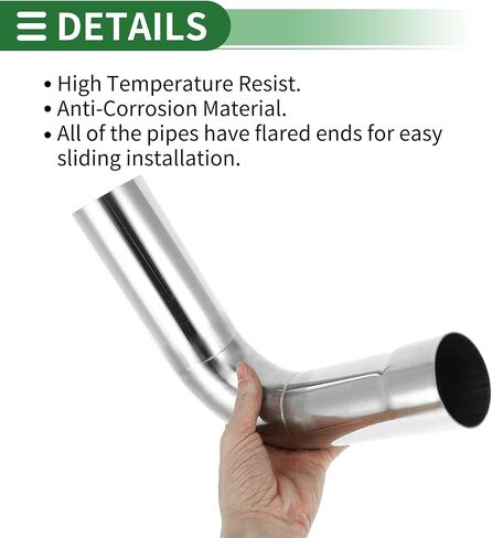 Motoforti 90 Degree Mandrel Exhaust Tube Car Exhaust Pipe Mandrel Bend DIY Custom Tubing Pipe 4.5" OD 7.87" Leg Length 304 Stainless Steel Silver Tone in Saudi Arabia