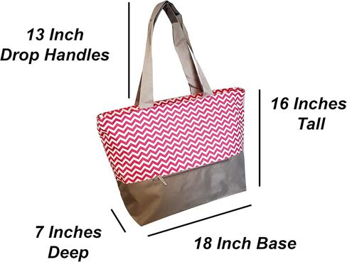 XL Beach Tote Chevron Print Weekender Bag with Mesh Webbed Handles and Outer Zippered Pocket in Saudi Arabia