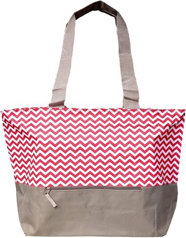 XL Beach Tote Chevron Print Weekender Bag with Mesh Webbed Handles and Outer Zippered Pocket in Saudi Arabia