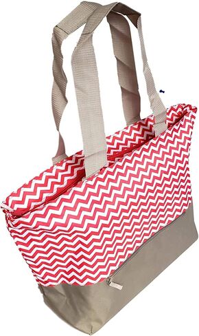 XL Beach Tote Chevron Print Weekender Bag with Mesh Webbed Handles and Outer Zippered Pocket in Saudi Arabia