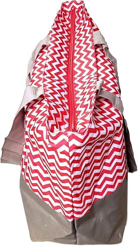 XL Beach Tote Chevron Print Weekender Bag with Mesh Webbed Handles and Outer Zippered Pocket in Saudi Arabia