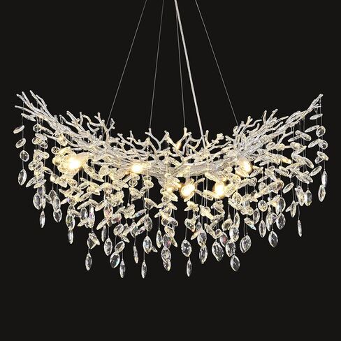 32 inch Crystal Chandelier for Dining Room, Round Gold Tree Branches Chandeliers, Top K9 Crystal Chandelier, Modern Chandeliers for Kitchen,Foyer Entryway,Luxury Adjustable Hanging Chandeliers in Saudi Arabia