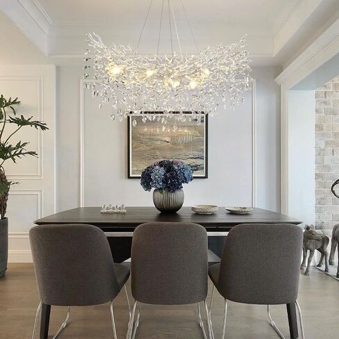 32 inch Crystal Chandelier for Dining Room, Round Gold Tree Branches Chandeliers, Top K9 Crystal Chandelier, Modern Chandeliers for Kitchen,Foyer Entryway,Luxury Adjustable Hanging Chandeliers in Saudi Arabia