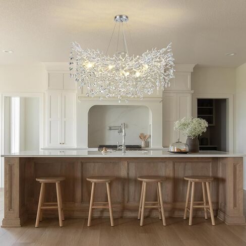 32 inch Crystal Chandelier for Dining Room, Round Gold Tree Branches Chandeliers, Top K9 Crystal Chandelier, Modern Chandeliers for Kitchen,Foyer Entryway,Luxury Adjustable Hanging Chandeliers in Saudi Arabia