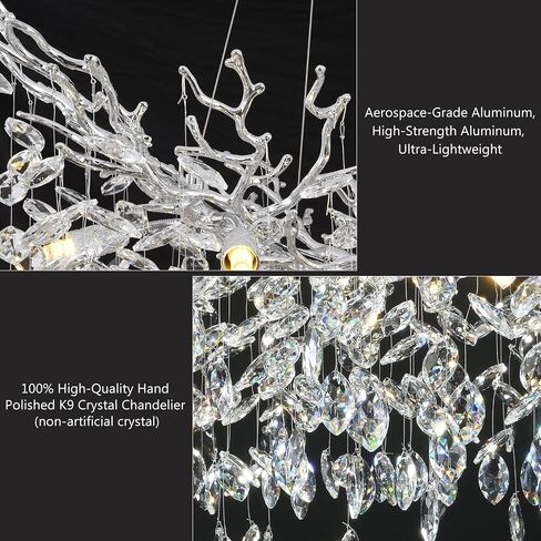 32 inch Crystal Chandelier for Dining Room, Round Gold Tree Branches Chandeliers, Top K9 Crystal Chandelier, Modern Chandeliers for Kitchen,Foyer Entryway,Luxury Adjustable Hanging Chandeliers in Saudi Arabia