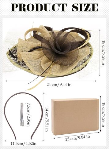 Fascinators Hat for Women Tea Party - Feather Derby Fascinator with Detachable Headband for Woman Lady Girls in Saudi Arabia