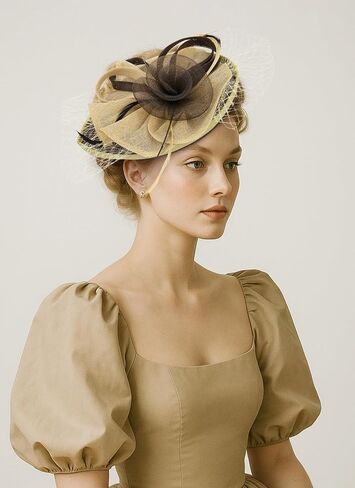 Fascinators Hat for Women Tea Party - Feather Derby Fascinator with Detachable Headband for Woman Lady Girls in Saudi Arabia