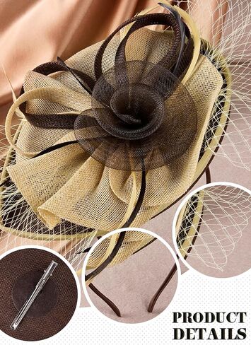 Fascinators Hat for Women Tea Party - Feather Derby Fascinator with Detachable Headband for Woman Lady Girls in Saudi Arabia