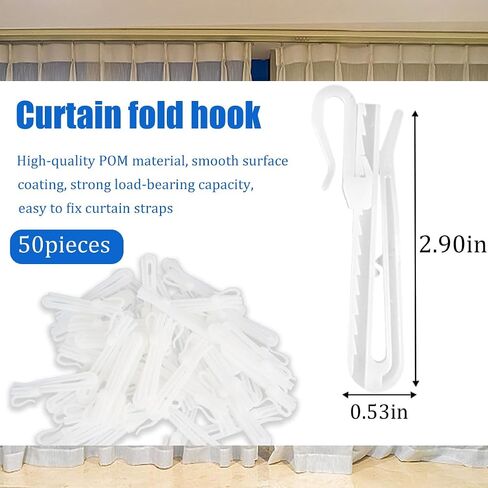 80 Pcs Adjustable Pinch Pleat Curtain Hooks Thick Curtain Clips Plastic Ratchet Drapery Hooks(2.8inch/3.5inch) in Saudi Arabia