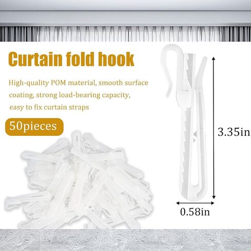 80 Pcs Adjustable Pinch Pleat Curtain Hooks Thick Curtain Clips Plastic Ratchet Drapery Hooks(2.8inch/3.5inch) in Saudi Arabia