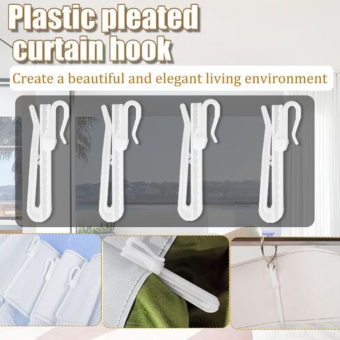 80 Pcs Adjustable Pinch Pleat Curtain Hooks Thick Curtain Clips Plastic Ratchet Drapery Hooks(2.8inch/3.5inch) in Saudi Arabia