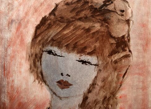 Roger Etienne, Portrait of Girl 107 Gouache On Paper, signed lower right in Saudi Arabia