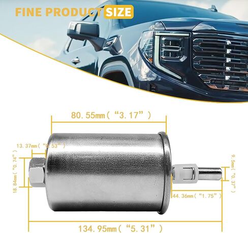 In-Line Fuel Filter G8219 77052WS 33579 Compatible with Chevrolet Blazer, GMC, Isuzu, Oldsmobile 1997-2005 Truck/Passenger Car Fuel Injected Gasoline Engines,PF-2500 in Saudi Arabia