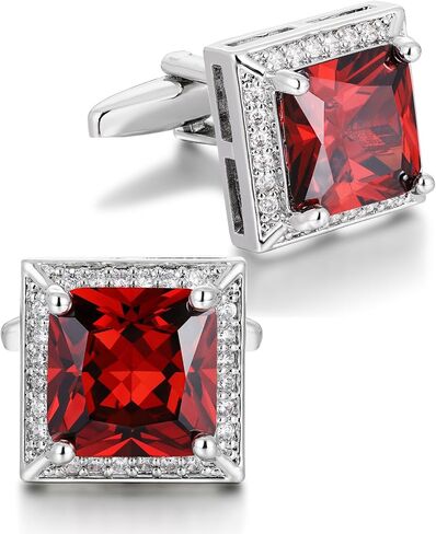 أزرار أكمام كريستال للرجال، أزرار أكمام فضية CZ Sparkle Diamond، أزرار أكمام مربعة لحفل زفاف العريس أفضل رجل، رابط الكم 0.62 * 0.62 بوصة in Kuwait