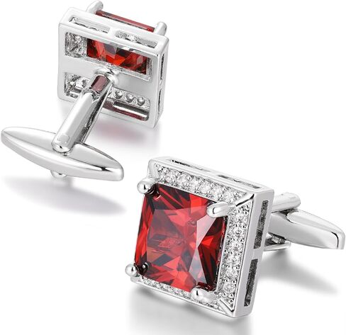 أزرار أكمام كريستال للرجال، أزرار أكمام فضية CZ Sparkle Diamond، أزرار أكمام مربعة لحفل زفاف العريس أفضل رجل، رابط الكم 0.62 * 0.62 بوصة in Kuwait