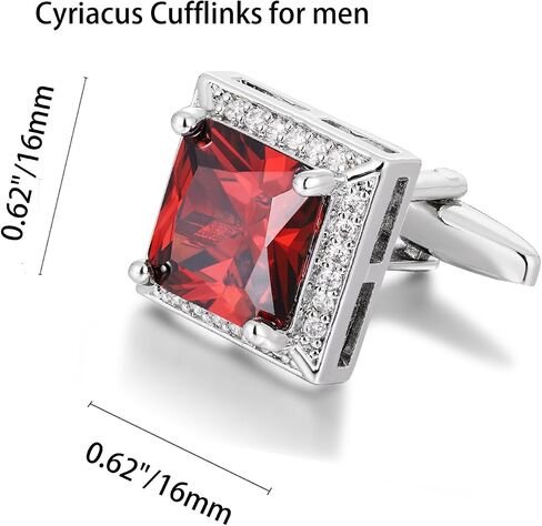 أزرار أكمام كريستال للرجال، أزرار أكمام فضية CZ Sparkle Diamond، أزرار أكمام مربعة لحفل زفاف العريس أفضل رجل، رابط الكم 0.62 * 0.62 بوصة in Kuwait