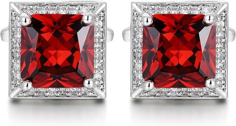 أزرار أكمام كريستال للرجال، أزرار أكمام فضية CZ Sparkle Diamond، أزرار أكمام مربعة لحفل زفاف العريس أفضل رجل، رابط الكم 0.62 * 0.62 بوصة in Kuwait