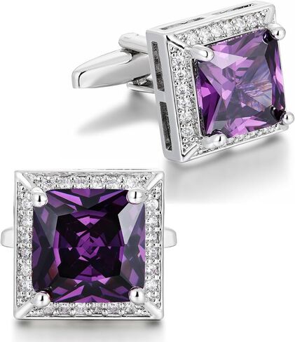 أزرار أكمام كريستال للرجال، أزرار أكمام فضية CZ Sparkle Diamond، أزرار أكمام مربعة لحفل زفاف العريس أفضل رجل، رابط الكم 0.62 * 0.62 بوصة in Kuwait