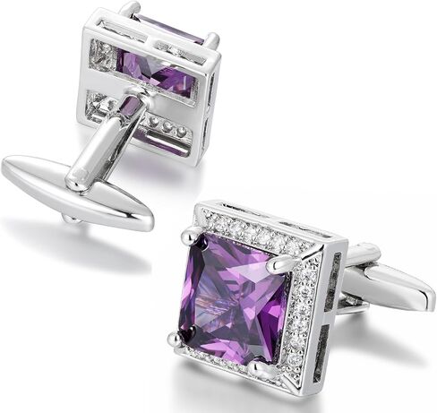 أزرار أكمام كريستال للرجال، أزرار أكمام فضية CZ Sparkle Diamond، أزرار أكمام مربعة لحفل زفاف العريس أفضل رجل، رابط الكم 0.62 * 0.62 بوصة in Kuwait