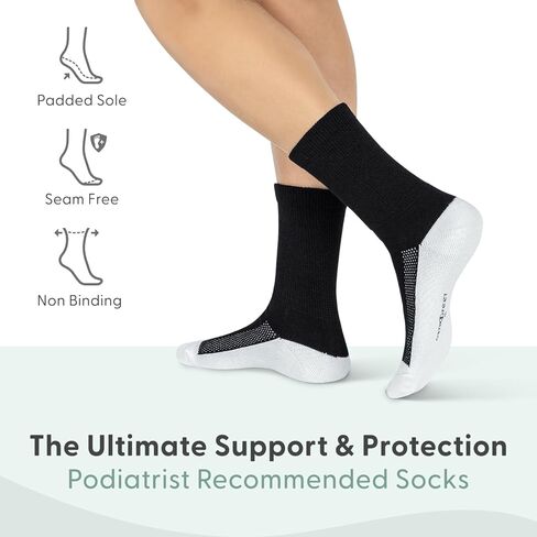 Orthofeet Padded Sole Non-Binding Non-Constrictive Circulation Seam Free Socks, 3 Pack in Saudi Arabia
