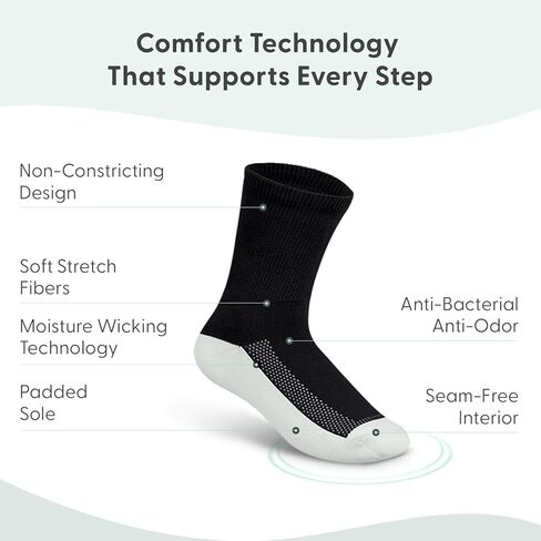 Orthofeet Padded Sole Non-Binding Non-Constrictive Circulation Seam Free Socks, 3 Pack in Saudi Arabia