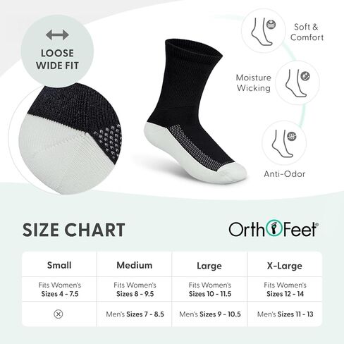 Orthofeet Padded Sole Non-Binding Non-Constrictive Circulation Seam Free Socks, 3 Pack in Saudi Arabia
