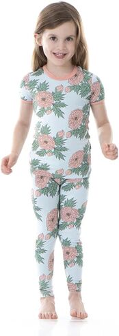 KicKee Pants Short Sleeve Pajama Set (Big Kids) Natural Rose Trellis 14 (Big Kid) in Saudi Arabia