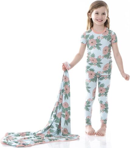 KicKee Pants Short Sleeve Pajama Set (Big Kids) Natural Rose Trellis 14 (Big Kid) in Saudi Arabia
