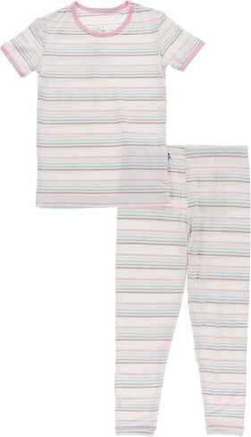 KicKee Pants Short Sleeve Pajama Set (Big Kids) Natural Rose Trellis 14 (Big Kid) in Saudi Arabia