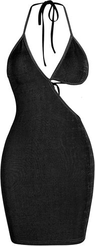 ZAFUL Women Sexy Bodycon Party Dresses Backless Spaghetti Straps Bra Cutout Jersey Halter Naughty Clubwear in Saudi Arabia