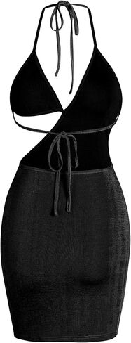 ZAFUL Women Sexy Bodycon Party Dresses Backless Spaghetti Straps Bra Cutout Jersey Halter Naughty Clubwear in Saudi Arabia