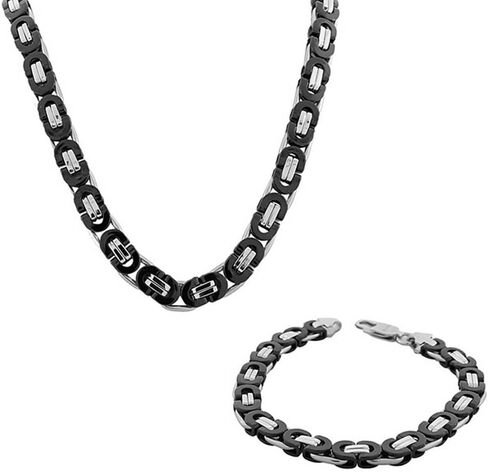 My Daily Styles Stainless Steel Mens Link Chain Necklace and Bracelet Set in Saudi Arabia