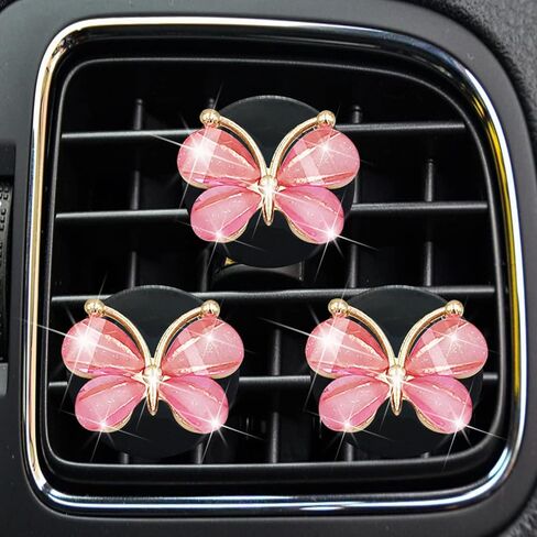 Cute Butterfly Air Vent Clips,3 Pcs Pink Butterfly Car Air Fresheners Vent Clips Long Lasting Diffuser Interior Decor Charm Car Decoration Cute Accessories for Women Girls in Saudi Arabia