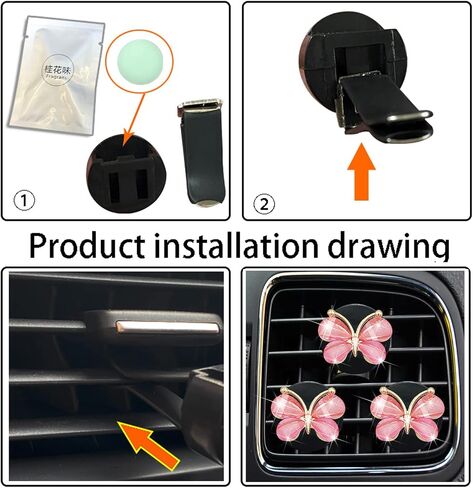 Cute Butterfly Air Vent Clips,3 Pcs Pink Butterfly Car Air Fresheners Vent Clips Long Lasting Diffuser Interior Decor Charm Car Decoration Cute Accessories for Women Girls in Saudi Arabia