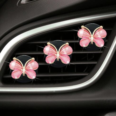 Cute Butterfly Air Vent Clips,3 Pcs Pink Butterfly Car Air Fresheners Vent Clips Long Lasting Diffuser Interior Decor Charm Car Decoration Cute Accessories for Women Girls in Saudi Arabia