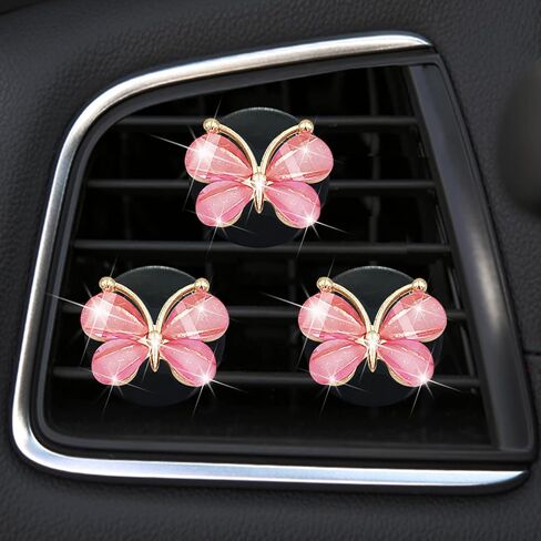 Cute Butterfly Air Vent Clips,3 Pcs Pink Butterfly Car Air Fresheners Vent Clips Long Lasting Diffuser Interior Decor Charm Car Decoration Cute Accessories for Women Girls in Saudi Arabia