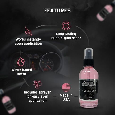 Lane's Premium Car Air Fresheners - Bubble Gum Scent Water Based - 4oz Eliminate Bad Odors of Pet & Food From Car Interior Leather, Carpet, Upholstery Great For Cars, Trucks, SUVs, RVs & More in Kuwait