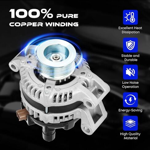New Alternator Replacement for Ford F-250 F-350 F-450 F-550 Super Duty 2008-2010 V8 6.4L, Exc Dual Alt System(Only power generation) High Output Alternator Replace for 104210-5431 11291 12922 AND0457 in Saudi Arabia