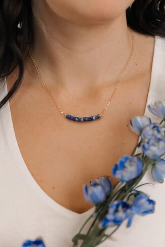 Pearlada Turquoise/Lazis Lazuli Beded Bar Netlace ، قلادة قلادة ذهبية 18K ، مجوهرات Boho الفيروز للنساء in Kuwait