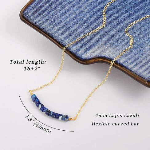 Pearlada Turquoise/Lazis Lazuli Beded Bar Netlace ، قلادة قلادة ذهبية 18K ، مجوهرات Boho الفيروز للنساء in Kuwait