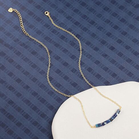 Pearlada Turquoise/Lazis Lazuli Beded Bar Netlace ، قلادة قلادة ذهبية 18K ، مجوهرات Boho الفيروز للنساء in Kuwait