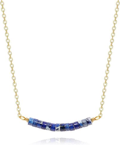 Pearlada Turquoise/Lazis Lazuli Beded Bar Netlace ، قلادة قلادة ذهبية 18K ، مجوهرات Boho الفيروز للنساء in Kuwait