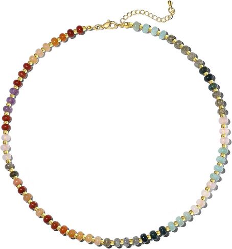 Rainbow Beaded Necklace for Women,Boho Colorful Bead Choker Necklace,Handmade Stainless Steel Waterproof Strand Necklaces,Christmas gifts, Valentine's Day gifts (Style 5) (Style 5) in Saudi Arabia